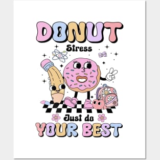 Groovy Donut Stress Just Do Your Best Test Day Teachers Kids T-Shirt Posters and Art